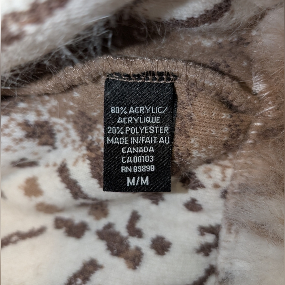 🤎🐻‍❄️🤍 Faux Fur-Trimmed Brown + White Hooded Jacket w/ Pom-Pom Drawstrings - Picture 5 of 10